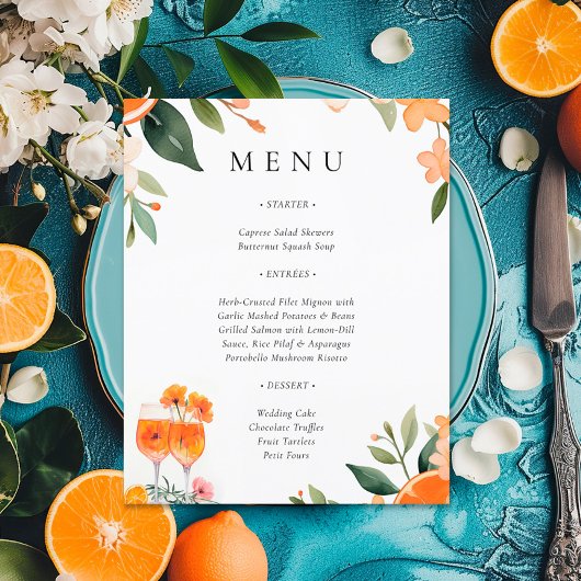 Aperol Spritz Floral Vrijgezellenfeest Menu
