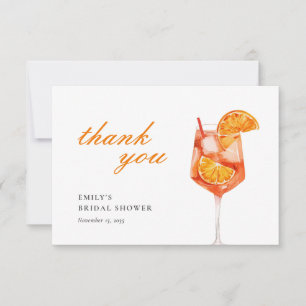 Aperol Spritz Floral Waterverf Vrijgezellenfeest Bedankkaart