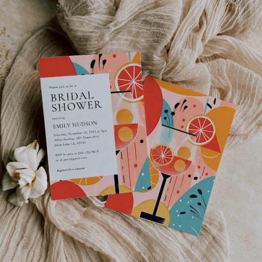 Aperol Spritz Kleurrijke Bridal Douche Uitnodiging