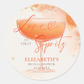 Aperol Spritz Liefde Citrus Bloem Bruidsdouche Ronde Sticker (Voorkant)
