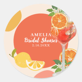 Aperol spritz Liefde op de eerste spritz Bruidsfee Ronde Sticker
