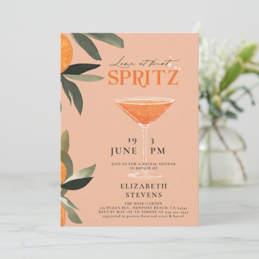 Aperol Spritz Love Citrus Brunch Vrijgezellenfeest Kaart (Staand voorkant)
