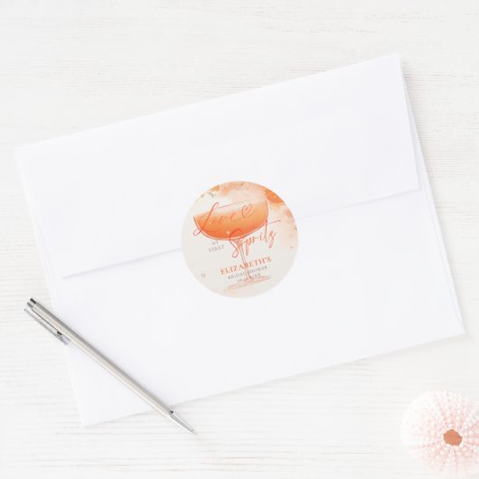 Aperol Spritz Love Citrus Floral Bridal Shower Ronde Sticker (Envelop)