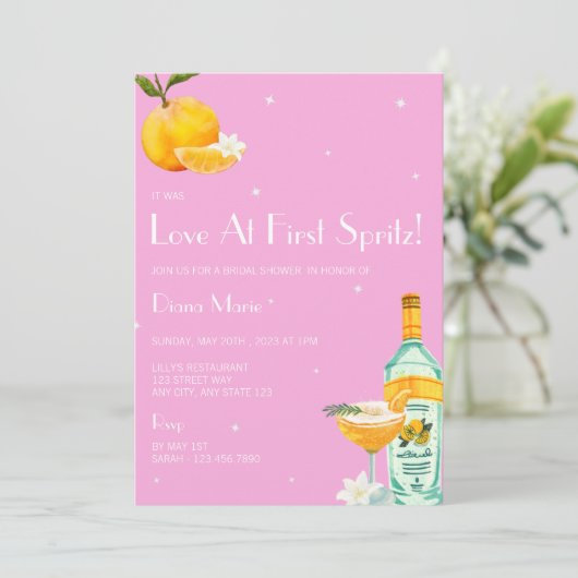 Aperol Spritz Main Squeeze Vrijgezellenfeest Invit Kaart (Staand voorkant)
