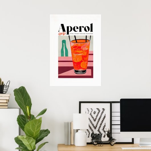 Aperol Spritz Modern Abstracte kunst Poster (Thuiskantoor)