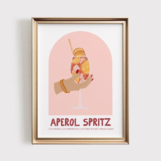 Aperol Spritz Muurkunst, Retro Cocktail Print, Tre Poster