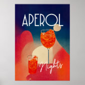 Aperol Spritz Nights Retro Cocktail Poster (Voorkant)