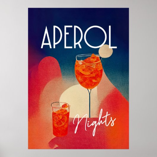 Aperol Spritz Nights Retro Cocktail Poster (Voorkant)