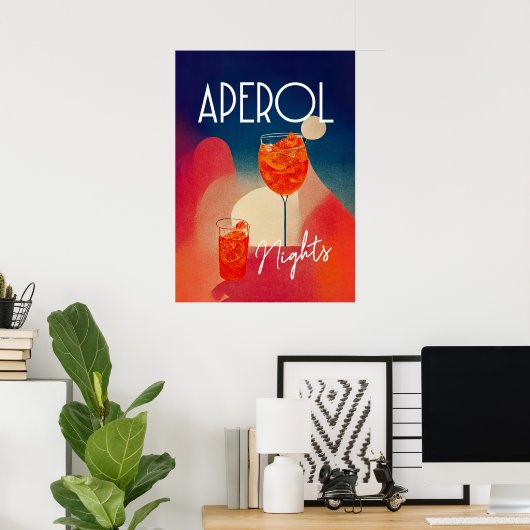 Aperol Spritz Nights Retro Cocktail Poster (Thuiskantoor)