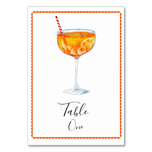Aperol Spritz Number Table Card Kaart (Achterkant)
