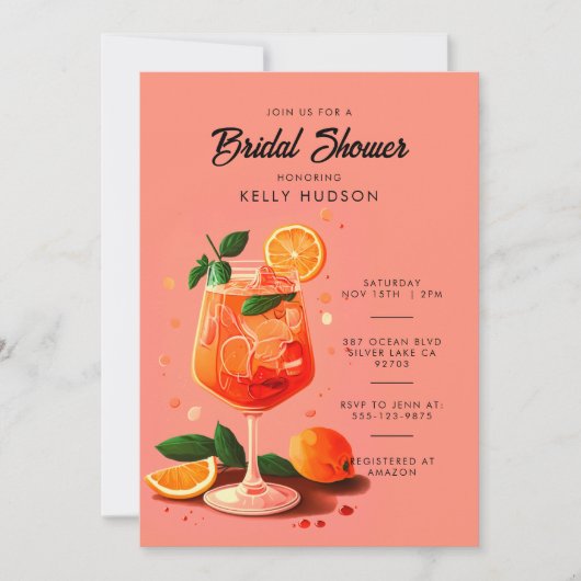 Aperol Spritz Oranje Bridal Shower Kaart (Voorkant)
