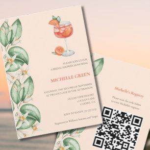 Aperol Spritz Oranje bruidsdouche uitnodiging QR