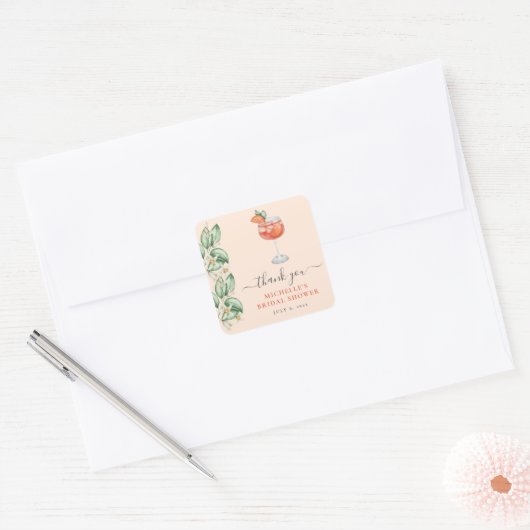 Aperol Spritz Oranje Bruidsfeest Vierkante Sticker (Envelop)