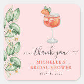 Aperol Spritz Oranje Bruiloftsborrel Vierkante Sticker (Voorkant)