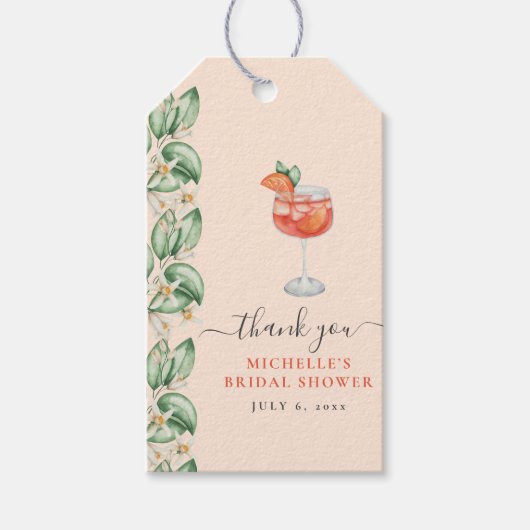 Aperol Spritz Oranje Bruiloftsfeestje Cadeaulabel (Voorkant)