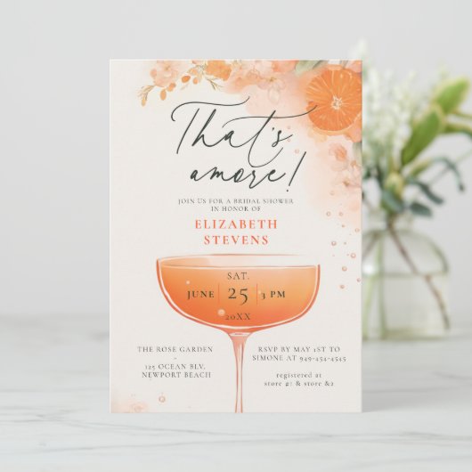 Aperol Spritz Oranje Cocktail Amore Vrijgezellenfe Kaart (Staand voorkant)