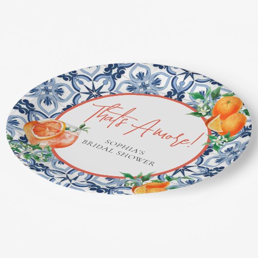 Aperol Spritz Oranje Positano Bruidsfeest Papieren Bordje (Gekanteld)