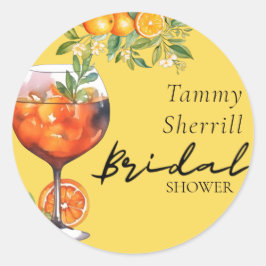 Aperol Spritz Oranje Waterverf Bruidsmeisjesfeest  Ronde Sticker