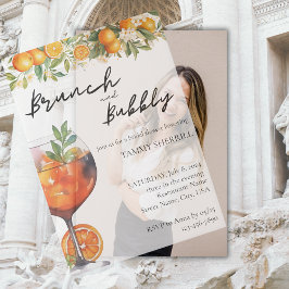 Aperol Spritz Oranje Waterverf Brunch en Mousseren Vellum Uitnodigingen