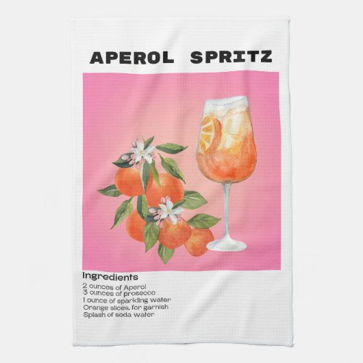 Aperol Spritz PInk Sinaasappel Bloemenmarkt Art Pr Theedoek (Verticaal)