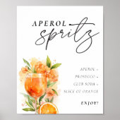Aperol Spritz Sign Signature Drink Bridal Shower Poster (Voorkant)