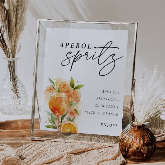 Aperol Spritz Sign Signature Drink Bridal Shower Poster