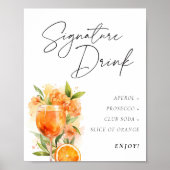 Aperol Spritz Sign Signature Drink Bridal Shower Poster (Voorkant)