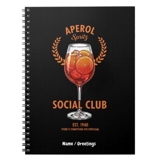 Aperol Spritz Social Club Funny Cute Drinks Design Notitieboek (Voorkant)