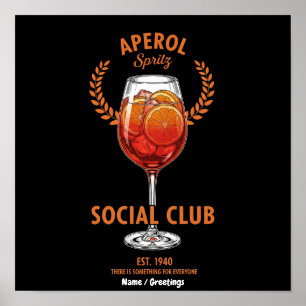 Aperol Spritz Sociale Club Grappig Schattig Dranke Poster