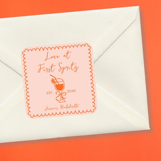 Aperol Spritz speelse chique handgetekende vrijgez Vierkante Sticker