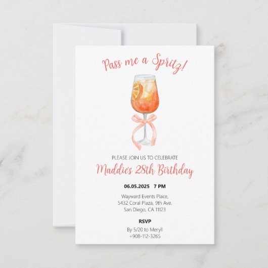 Aperol Spritz verjaardagsuitnodiging Bedankkaart (Voorkant)