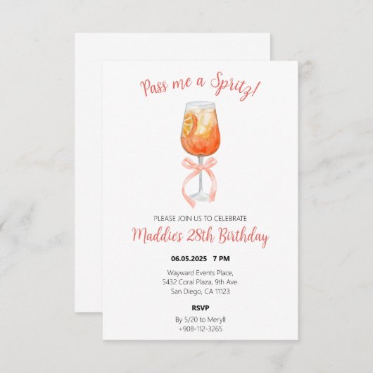 Aperol Spritz verjaardagsuitnodiging Bedankkaart (Voorkant / Achterkant)