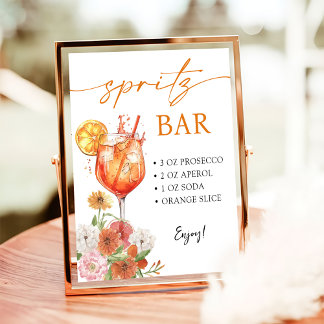Aperol Spritz Vrijgezellenfeest Bar Sign Poster