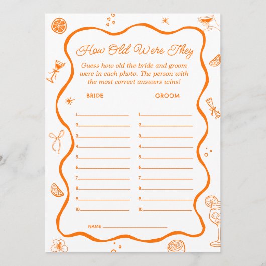 Aperol Spritz Vrijgezellenfeest Guess Leeftijd Spe Kaart (Voorkant)