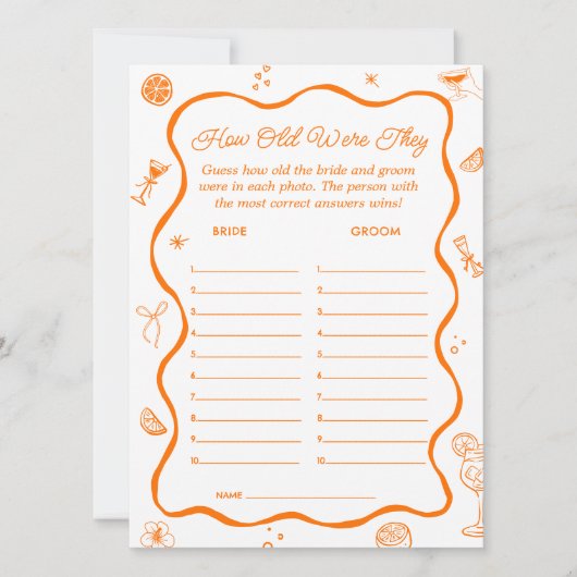 Aperol Spritz Vrijgezellenfeest Guess Leeftijd Spe Kaart (Voorkant)