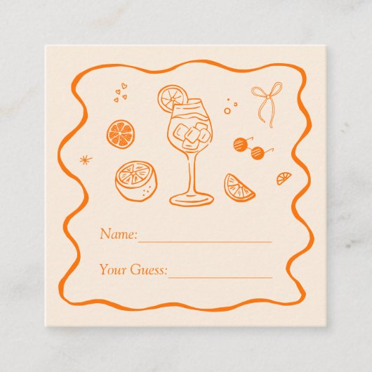 Aperol Spritz Vrijgezellenfeest Raad eens hoeveel  Informatiekaartje (Voorkant)