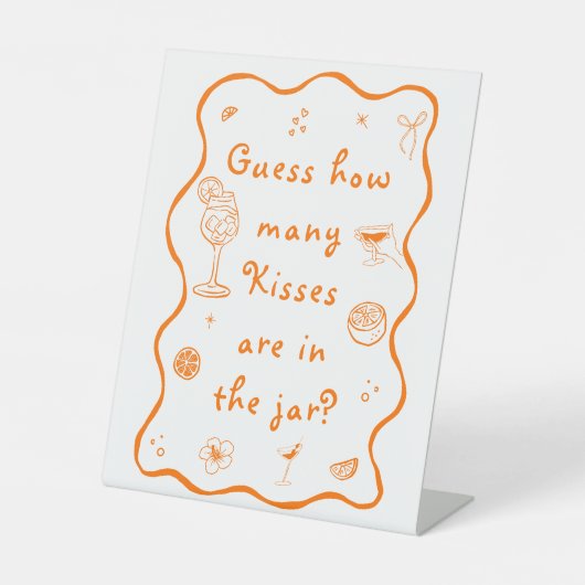 Aperol Spritz Vrijgezellenfeest Raad eens hoeveel Reclamebord Met Voetstuk (Voorkant)