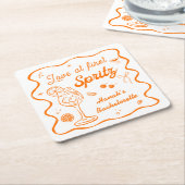 Aperol spritz vrijgezellenfeestje kartonnen onderzetters (Schuin)