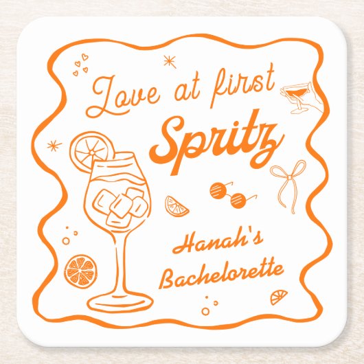 Aperol spritz vrijgezellenfeestje kartonnen onderzetters (Voorkant)