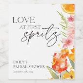 Aperol Spritz Watercolor Bruidsdouche Wijn Etiket (Enkel label)