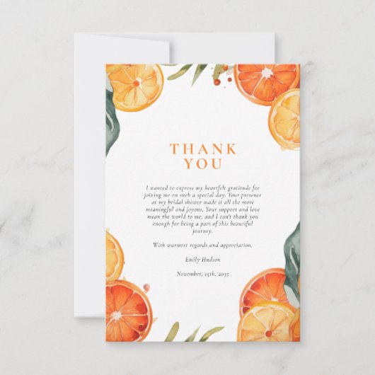 Aperol Spritz Watercolor Bruidsfeest Bedankkaart (Voorkant)