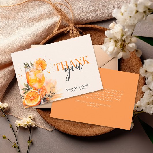 Aperol Spritz Watercolor Bruidsfeest  Bedankkaart