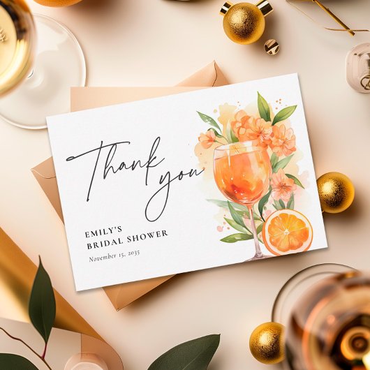 Aperol Spritz Watercolor Bruidsfeest Bedankkaart