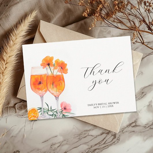 Aperol Spritz Watercolor Bruidsfeest Bedankkaart