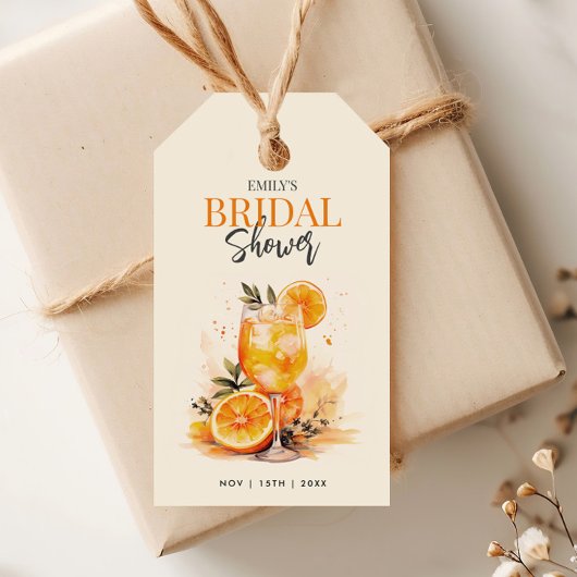 Aperol Spritz Watercolor Bruidsfeest Cadeaulabel
