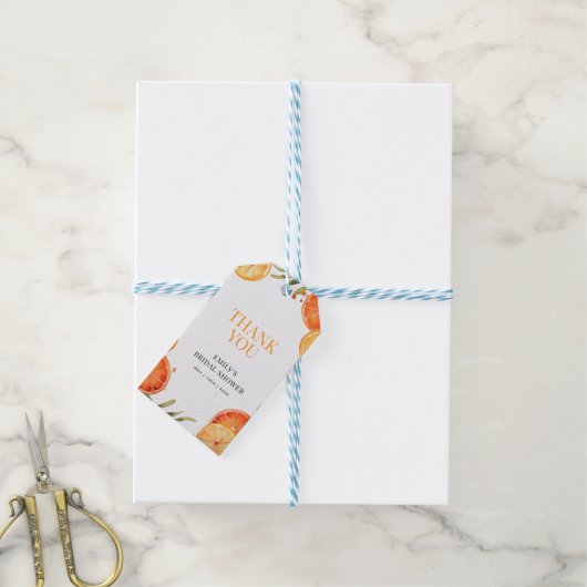 Aperol Spritz Watercolor Bruidsfeest Cadeaulabel (Met Touw)