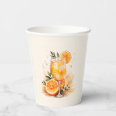 Aperol Spritz Watercolor Bruidsfeest Papieren Bekers (Achterkant)