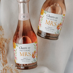 Aperol Spritz Watercolor Bruidsfeest Sparkling Wijnetiket