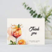 Aperol Spritz Watercolor Bruidsuitnodiging Bedankkaart (Staand voorkant)