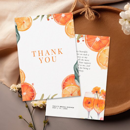 Aperol Spritz Watercolor Bruidsuitnodiging Bedankkaart